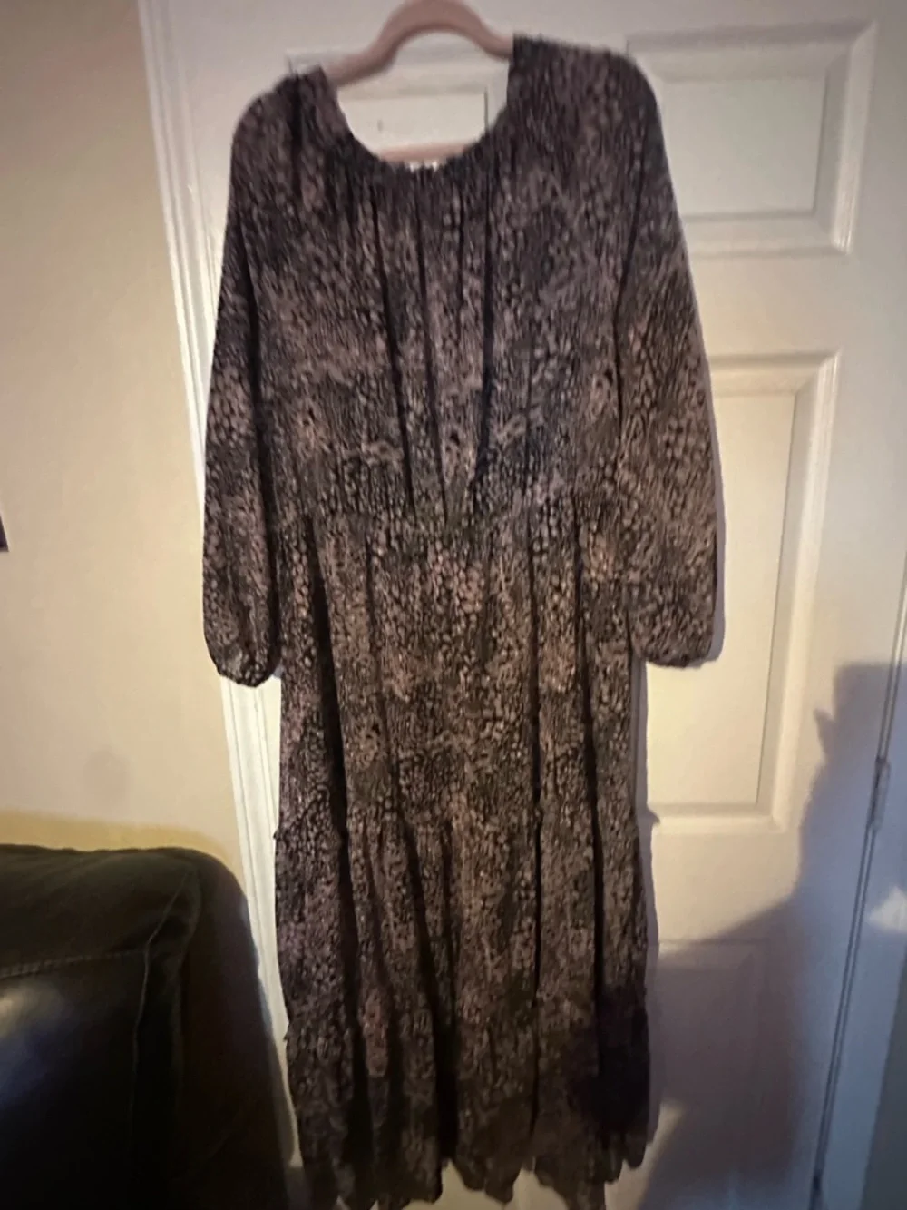 Ava & Viv Pink and Black Printed Maxi Dress - Picture 3 of 3